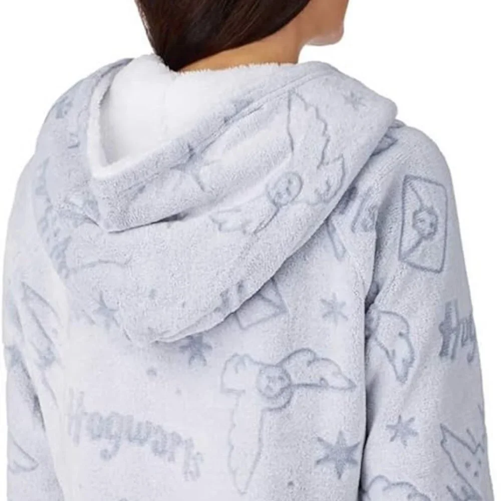 Harry Potter Wizarding World Women's Fleece Lounge Hoodie Gray and Blue sz M EUC